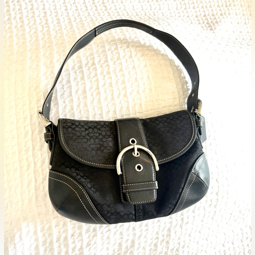 Y2K Coach 6818 Soho Demi Small C Black Leather & Jacquard Signature Shoulder Bag - Picture 12 of 16